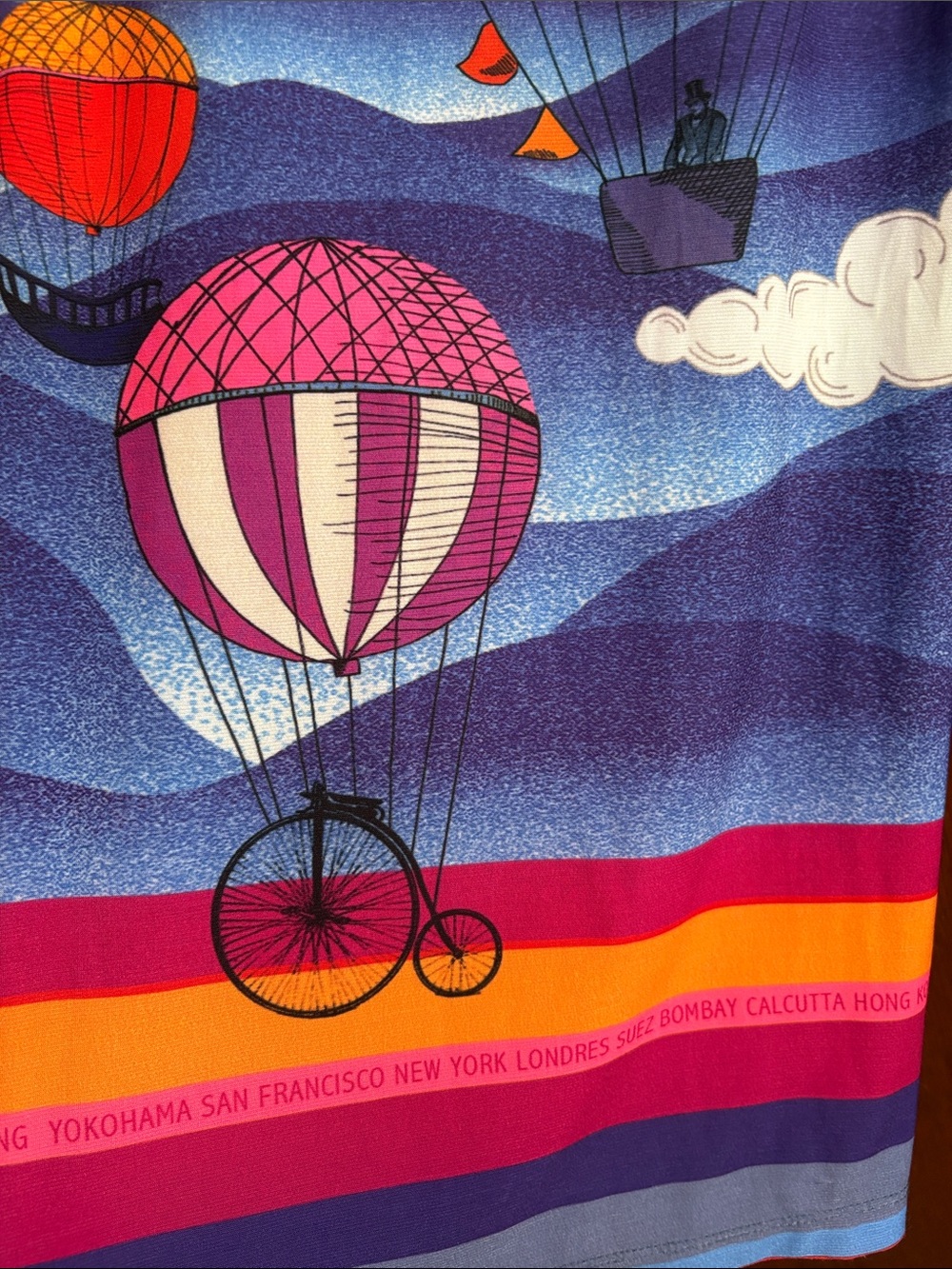 Anatolia Vibrant Color Hot Air Balloon Graphic Print Wide Leg Pants - Picture 3 of 15